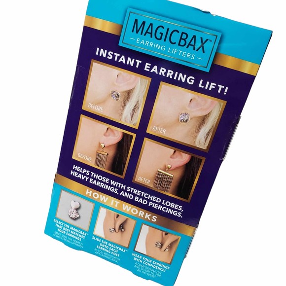 Magicbax Earring Lifters Hypoallergenic Sterling Silver & Gold-Plated NIB - Picture 4 of 5